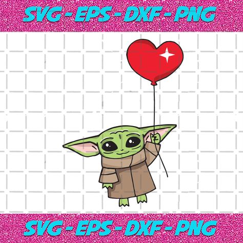 Balloon Valentine, Yoda Art, Svg Star Wars, Yoda Svg, Star Wars Svg, Yoda Shirt, Yoda Wallpaper, Holding Heart, Valentine Picture