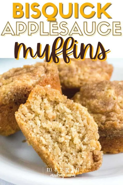 Apple Bisquick Recipes, Bisquick Mini Muffins, Bisquick Breakfast Ideas, Bisquick Muffins Recipes, Bisquick Muffin Recipes, Bisquick Scones, Bisquick Desserts, Easy Applesauce Muffins, August Meals