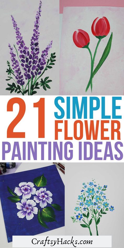 Nature, Painting Different Flowers, Easy Acrylic Painting Flowers Simple, Easy Flower Painting Techniques, Beginner Flower Painting Acrylic, Painting Small Flowers Acrylic, Painting Flowers On Canvas Easy, Easy Flower Painting Ideas On Canvas For Beginners, Small Flowers Acrylic Painting