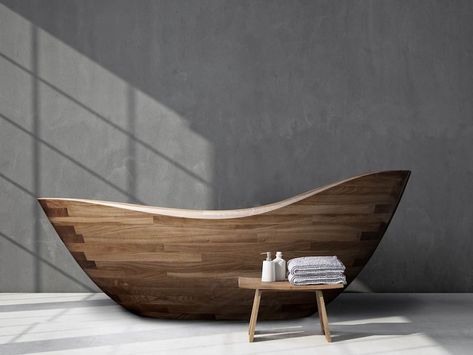 Wooden Bathtub - Etsy Wooden Bathtub, Bathroom Furniture Design, Big Wall Mirrors, Wall Mirror Diy, Walk In Shower Designs, Wooden Bath, Antique Mirror Wall, Mirror Wall Living Room, Mirror Wall Bedroom