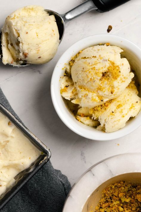 Orange Blossom, Cardamom & Pistachio Ice Cream — Cooking Companion Channel Molasses Ice Cream, Cardamom Ice Cream, Persian Ice Cream, Orange Ice Cream, Sorbet Ice Cream, Chilled Desserts, Pistachio Ice Cream, Homemade Ice Cream Recipes, Sorbet Recipes