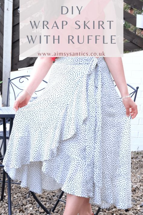 Wrap Dress Sewing Patterns Free, How To Sew A Ruffle Skirt, Free Pdf Skirt Sewing Patterns, Wrap Skirt Dress, Tired Skirt Pattern, Wrapped Skirt Pattern, Wrap Skirt With Ruffles, How To Sew Wrap Skirt, Long Flowy Skirt Pattern