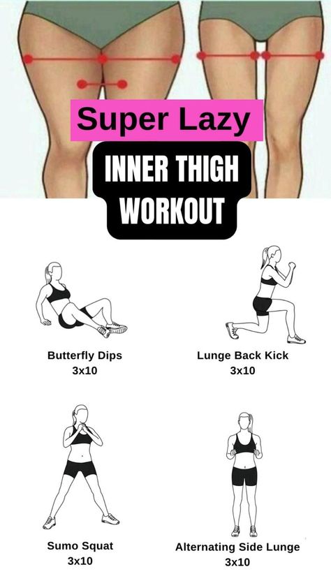 Super lazy Inner Thigh Workout  🔥 • 1. Butterfly Dips 3×10 • 2. Lunge Back Kick 3×10 • 3. Sumo Squat 3×10 • 4. Alternating Side Lunge 3×10Follow me for more weight loss tips 🔥 Calorie Workout, Exercise To Reduce Thighs, Thigh Workout, Lose Thigh Fat, Inner Thigh Workout, Workouts For Teens, Workout Routines For Beginners, All Body Workout, Workout For Flat Stomach