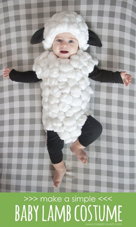 Make a Baby Lamb Costume…..a simple tutorial!! Baby Sheep Costume, Diy Sheep Costume, Baby Lamb Costume, Diy Sheep, Diy Baby Halloween Costumes, Sheep Costume, Lamb Costume, Sheep Costumes, Newborn Halloween Costumes