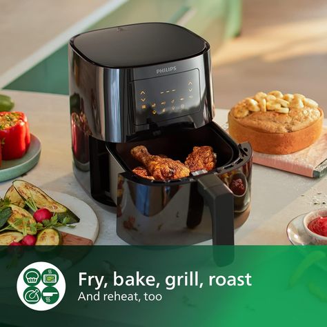 PHILIPS 3000 Series Air Fryer Essential Compact with Rapid Air Technology, 13-in-1 Cooking Functions to Fry, Bake, Grill, Roast & Reheat with up to 90% Less Fat*, 4.1L capacity, Black (HD9252/91) Great Amazon Finds, Grilled Chicken Breast Recipes, Philips Air Fryer, Fry Bake, Healthy Food Recipe, Grilled Roast, Gardening Equipment, Prime Deals, Baked Fries