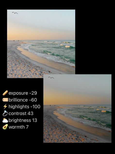 Aesthetic Presets Iphone, Iphone Gallery Photo Edit, Editing Pics On Iphone, Ios Photo Editing, Beach Photo Settings, How To Edit Aesthetic Photos On Iphone, Photo Presets For Iphone, Preset Iphone Camera, Iphone Effect Photo
