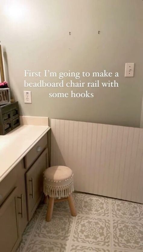 Beadboard Chair Rail, Bathroom Beadboard, Beach Castle, Alternate Angles, Bathroom Chair, Beadboard Wallpaper, Beadboard Bathroom, Bead Board Walls, Powder Room Makeover