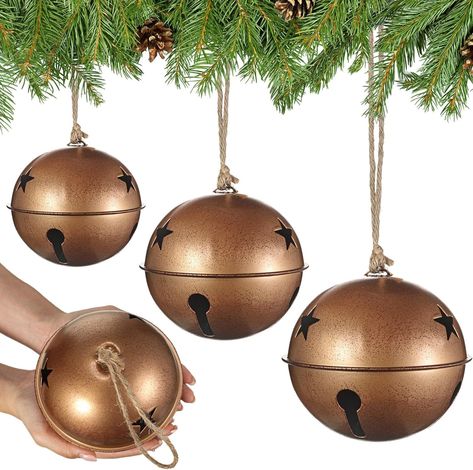 Amazon.com: Tandefio Giant Christmas Vintage Bells Christmas Tree Ornaments Set of 5.5" 4.7" 4" H Decorative Bells with Jute Hanging Rope for Christmas Door Knob Home Garden Decor DIY Craft (Gold) : Home & Kitchen Bells Christmas Tree, Craft Bells, Jute Hanging, Bells Christmas, Garden Decor Diy, Large Christmas Tree, Bell Decorations, Christmas Tree Wreath, Home Garden Decor