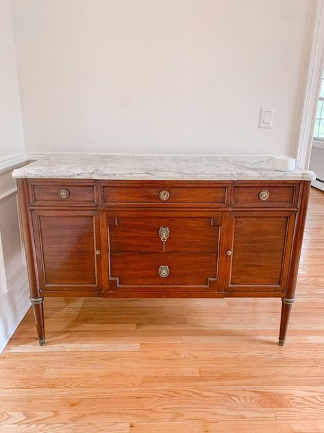 My Tips for Finding Items on Facebook Marketplace | New York City Fashion and Lifestyle Blog | Covering the Bases Dresser Flips, Marble Top Dresser, Marble Top Sideboard, French Sideboard, New York City Fashion, Antique Buffet, Young House, Antique Sideboard, City Fashion