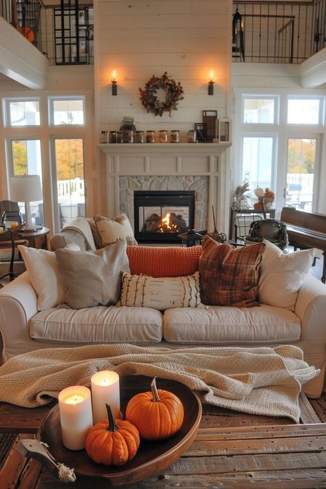 21 Cozy Fall Decor Ideas will inspire you to embrace the season and enjoy everything autumn offers. #modernfalldecor #cozyhome #homedecorideaslivingroom #modernfalldecor Fall Creations, Autumn Living Room, Autumn Cottage, Halloween Bedroom Decor, Christmas Dining Table Decor, Fall House, Spooky Aesthetic, Modern Fall Decor, Halloween Bedroom