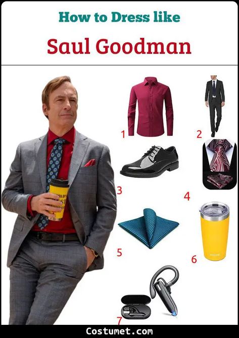 Saul Goodman Costume for Cosplay & Halloween 2023 Saul Goodman Aesthetic Wallpaper, Saul Goodman Costume, Saul Goodman Halloween Costume, Saul Goodman Outfit, Cosplay Characters Men, Saul Goodman Suit, Anime Saul Goodman, Kawaii Saul Goodman, Saul Bass The Man With The Golden Arm