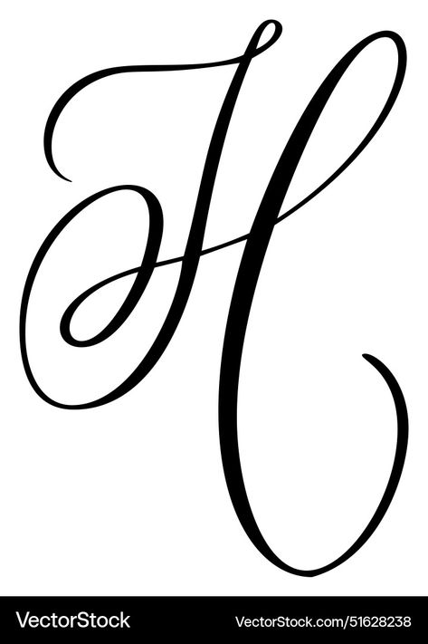 S Calligraphy Letter Capital, T And H Logo, H Calligraphy Letter, Letter H Calligraphy, Flourished Letters, Fancy Writing Alphabet, H Calligraphy, Lettering Flourishes, Cursive H