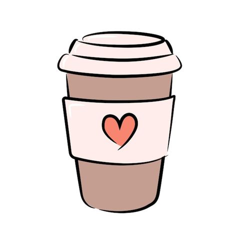 A Simple Drawing, Paper Cup, A Heart, A Coffee, Premium Vector, Coffee Cup, Drinks, Coffee, Glass