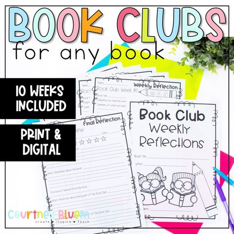 Kids Book Club Activities, Reader Response Journals, Classroom Book Clubs, Reading Comprehension Graphic Organizers, 4th Grade Books, Comprehension Graphic Organizers, 3rd Grade Books, Book Club Activities, Club Activities