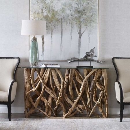 Search | Uttermost Reclaimed Wood Console Table, Driftwood Table, Rustic Console Tables, Natural Teak Wood, Into The Wood, Modern Console Tables, Modern Console, Natural Form, Wood Console Table