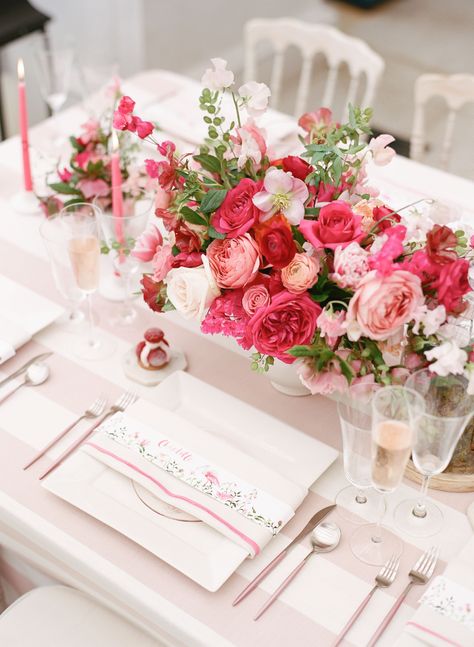 Pink Dreams: An explosion of pink and magenta florals in the midst of Charleston | Charleston Wedding Inspiration Bright Pink Wedding, Magenta Wedding, Hot Pink Weddings, Winter Wedding Colors, Charleston Wedding Photographer, Pink Wedding Flowers, Peach Wedding, Wedding Table Decorations, Flower Ideas