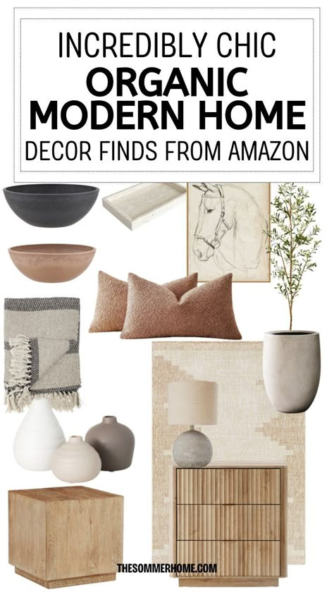 Elevate your living room with our selection of Amazon home decor finds designed for the organic modern aesthetic. Each piece is chosen to enhance the natural light and space of your home, creating a peaceful and inviting area for relaxation and entertainment. From textured fabrics to wooden accents, find out how to bring the modern organic home vibe into your living room with our expert tips and product recommendations. Organic Luxury Living Room, Organic Living Room Ideas, Organic Modern Aesthetic, Sustainable Living Room, Organic Modern Home Decor, Decor From Amazon, Organic Modern Style, Organic Modern Home, Modern Organic Home