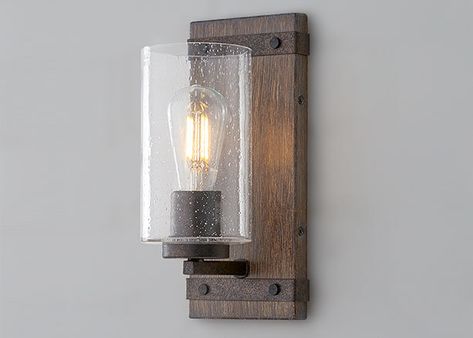 Wall Sconce Light Fixtures Style Guide - Shades of Light Farmhouse Wall Sconces, Rustic Wall Lighting, Rustic Sconces, Iron Wall Sconces, Themed Bathroom, Rustic Wall Sconces, Bathroom Sconces, Shades Of Light, Industrial Wall