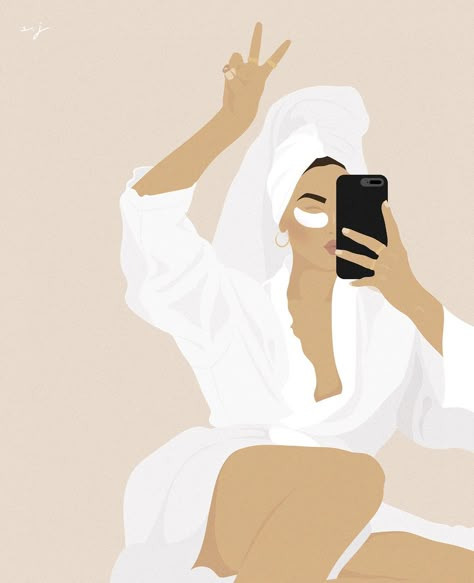 Selfcare Illustration Art, Spa Pics Aesthetic, Skincare Illustration Art, Self Care Icon, Facial Room Design, Esthetician Illustration, Selfcare Illustration, Self Care Illustration, Feminine Illustration