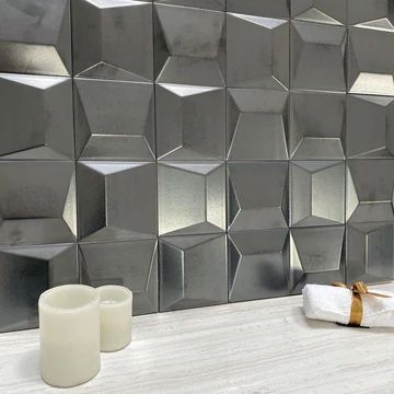 Shop Best Shower Tile Online: Glass, Marble, Ceramic | Tile Club Mar Del Plata, Traditional Tile Design, Steel Tiles, Dimensional Tile, Silver Tile, Stretch Ceiling, Steel Backsplash, 3d Wall Tiles, 3d Tiles