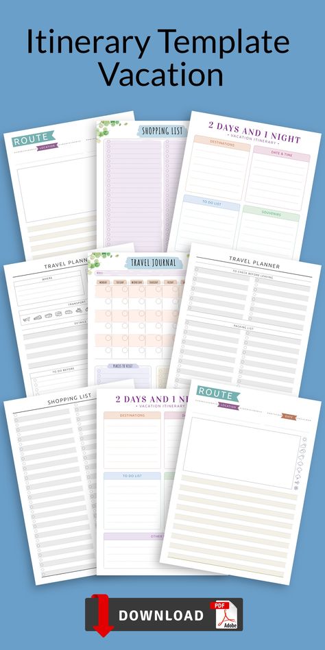 Daily Travel Itinerary Template, Vacation Planner Template Free Printable, Trip Itinerary Template Free Printable, Travel Itinerary Template Printable Free, Daily Itinerary Template, Travel Itenary Template, Travel Planner Printable Free, Free Travel Itinerary Template, Vacation Planning Template