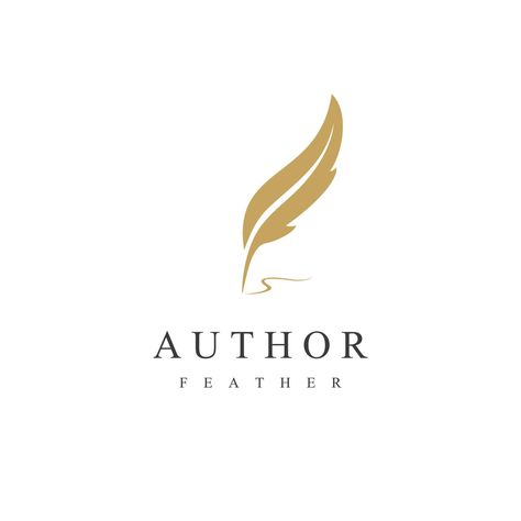 Feather quill pen author gold logo design icon classic stationery illustration Feather Pen Logo, Quill Logo, Author Logo, Feather Icon, Feather Quill Pen, Feather Logo, Gold Logo Design, Feather Quill, Quill Pen