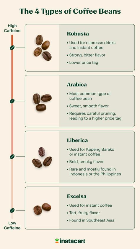 Coffee Bean Shop, Coffee Chart, Types Of Coffee Beans, Coffee Infographic, Types Of Coffee, Coffee Shop Business, Coffee Guide, Coffee Facts, Coffee Business