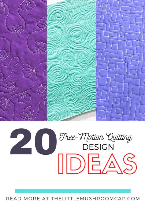 Free Motion Quilting Design Ideas - The Little Mushroom Cap: A Quilting Blog Patchwork, Free Hand Quilting Designs, Easy Free Motion Quilting Designs, Easy Quilting Design, Quilting Stitch Patterns, Long Arm Quilting Patterns, Free Motion Designs, Free Motion Pattern, Free Motion Quilting Patterns