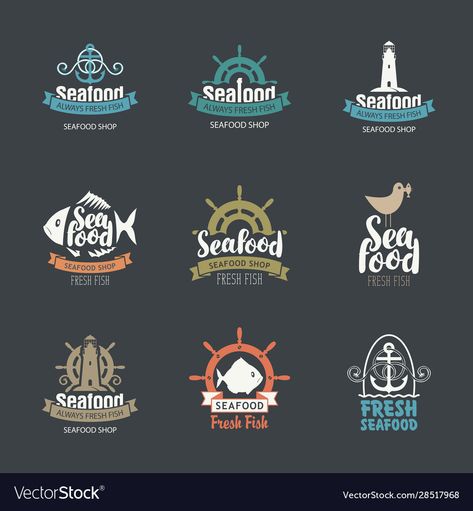 Fish Shop Logo, Seafood Shop, Fish Restaurant, Fish Shop, Restaurant Logo Design, Fresh Fish, Logo Restaurant, Vector Logos, Fresh Seafood