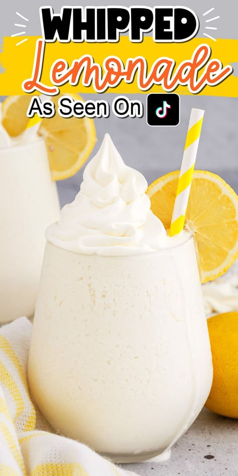 Condensed Milk Whipped Cream, Whipped Lemonade, Copycat Drinks, Frozen Drink Recipes, Frosted Lemonade, Fun Drink Recipe, Summertime Drinks, Lemonade Drinks, Frozen Lemonade