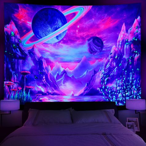 Black Light Room, Galaxy Room, Aesthetic Tapestry, Trippy Room, Tapestry For Bedroom, Space Tapestry, Blacklight Tapestry, Mountain Tapestry, Room Tapestry