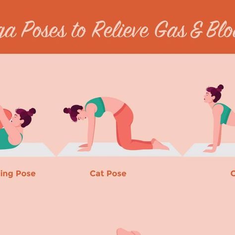 Alana Scott on Instagram: "Trapped gas and bloating suck and can really impact your day. A few simple yoga stretches can help relieve the symptoms. Here are 6 poses that can help: The Wind Relieving Pose is a great pose to help release trapped gas. Begin by lying on your back and draw your knees into your chest. Then, wrap your arms around your knees and hug your chest. Hold for 5-10 breaths before releasing. The Cat and Cow Poses are gentle backbends that are done together. Begin on hands an Cat And Cow, Trapped Gas, Before Bed Workout, Relieve Gas, Simple Yoga, Cow Pose, Bloated Stomach, Stomach Issues, Cat Pose