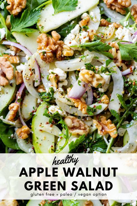 Healthy Green Salads, Salad Gluten Free, Winter Salad Recipes, Apple Walnut, Gluten Free Salads, Paleo Salads, Green Salad Recipes, Queso Feta, Vegan Salad Recipes