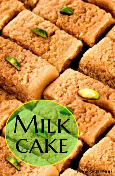 Easy Milk cake recipe-How to make milk cake at home-Milk cake kalakand recipe-Indian milk cake. How To Make Milk Cake, Milk Sweet Recipes Indian, Milk Cake Recipe Indian, Milk Cake Recipe, Kalakand Recipe, Indian Milk, Cake At Home, Fresh Cake, Recipe Indian