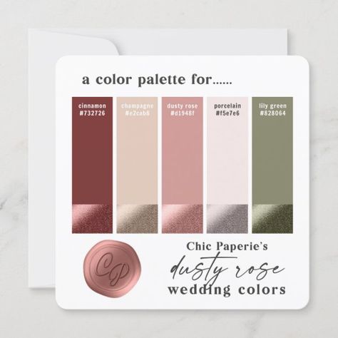 Dusty Rose Wine & Blush Wedding Color Palette Card Old Rose Color Palette Wedding, Dusty Rose And Sage Color Palettes, Dusty Rose Pallet, Modern Wedding Colors Schemes, Color Palette Wedding Invitation, Blush Wedding Pallet, Dusty Rose Colour Palette, Blush Pink Wedding Color Palette, Old Rose Wedding Motif