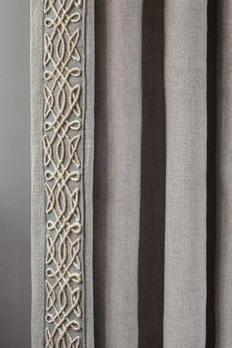 Drapery Trim, Curtain Trim, Grey Drapes, Living Room Blinds, Bedroom Blinds, Plain Curtains, The Curtains, House Blinds, Bamboo Blinds