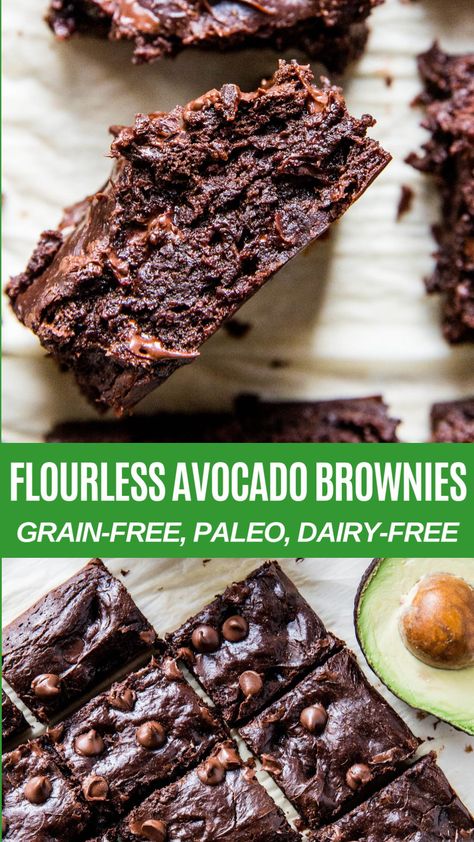 Paleo Flourless Brownies made with simple ingredients! Grain-free, refined sugar-free, dairy-free Avocado Baking, Brownies Avocado, Healthy Paleo Desserts, Brain Balance, Df Recipes, Sugar Free Brownies, Paleo Brownies, Keto Thanksgiving, Dairy Free Brownies