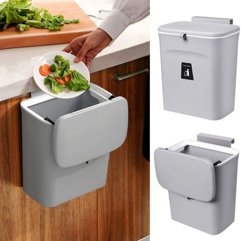 Create convenience: Hanging on the cabinet door,When you cook fresh food, Slice and cut, You don't need to bend down to throw things. It is small,very suitable for for most cabinet doors,pantry doors,cupboard. https://amzn.to/3HfRzen Indoor Compost, Hanging Trash Can, Kitchen Compost, Compost Bucket, Kitchen Compost Bin, Tong Sampah, Trash Can With Lid, Waste Container, Kitchen Cabinet Door