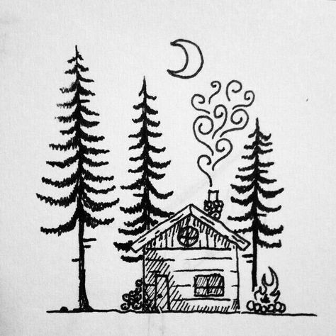 Home | Back To The Beginning Little Cabin In The Woods, Little Cabin, A Cabin, Cabin In The Woods, 자수 디자인, Pen Art, Cabins In The Woods, Doodle Drawings, Simple Art