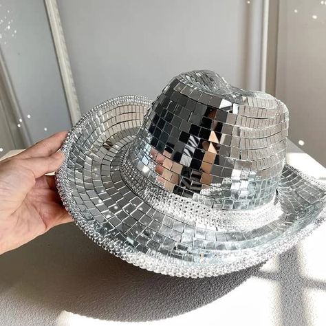 PRICES MAY VARY. High Quality Material: Disco Cowboy Hat Is Made of Thickened Pvc Material, Which Is Strong and Durable, Is Not Easy to Break, And Is Very Strong. Sequin Cowboy Hat: This Glass Denim Hat Is Made Entirely By Hand, And Some Products May Experience Glass Detachment During Transportation. We Have Equipped You With Glass, Which You Can Reattach After It Falls Off. Standard Size Fits Most Adults. Party Hat: Wide-Brimmed Hat to Complement All Face Shapes, Suitable for Long Hair or Short Disco Ball Cowboy Hat, Silver Cowboy Hat, Space Hat, Cowgirl Disco, Disco Cowboy, Cowgirl Era, Cowboy Hats Women, Disco Ball Mirror, Fete Saint Patrick