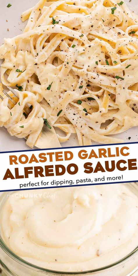 Garlic Fettuccine Alfredo, Easy Garlic Alfredo Sauce, Roasted Garlic Sauce Pasta, Garlic Fettucini Alfredo Recipe, Creamy Garlic Alfredo Sauce, Pasta With Roasted Garlic, Italian Cream Sauce For Pasta, Garlic Parmesan Alfredo Sauce, Homemade Garlic Alfredo Sauce