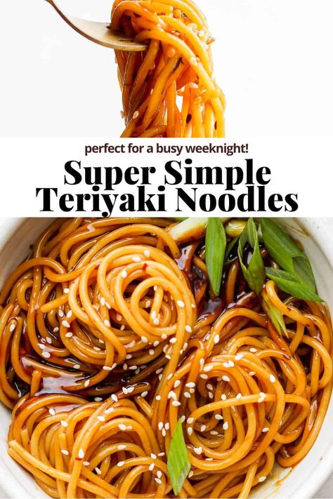 Garlic Teriyaki Noodles, Teriyaki Sauce Meals, Teriyaki Chicken Fettuccine, Ramen Noodle Recipes Teriyaki, Easy Noodle Lunch Ideas, Soy Noodles Easy, Spaghetti Noodle Stir Fry Recipes, Recipes Using Lo Mein Noodles, Teriyaki Sauce For Noodles