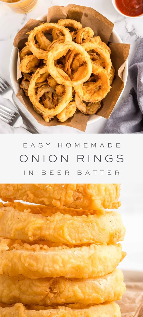 Onion Rings Air Fryer, Onion Rings Recipe Easy, Onion Ring Batter, Carnival Eats, Crispy Onion Rings, Homemade Onion Rings, Beer Battered Onion Rings, Onion Rings Recipe, Weekend Recipes