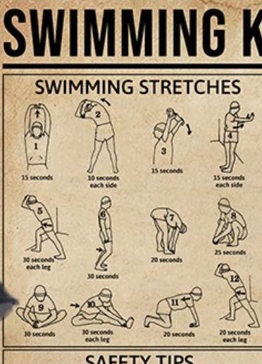 Swimmer Ab Workout, Shoulder Stretches For Swimmers, Pre Swim Stretch, Swim Workouts To Get Back In Shape, Swim Sets Workouts Beginners, Swimming Stretches, Swimmers Workout Dryland, Stretches For Swimmers, Swim Practice Workouts