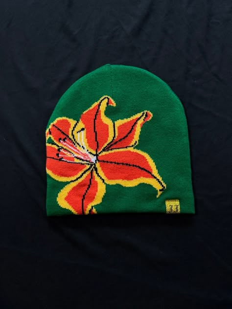 Hype Juliet Johnstone Tiger Lily Green Reversible No Cuff Beanie | Grailed Tiger Clothes, Juliet Johnstone, Cool Beanies, Green Beanie, Tiger Design, Mens Outfit Inspiration, New Rock, Tiger Lily, Cool Hats