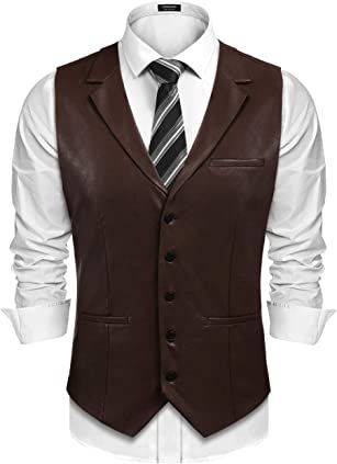 Amazon.com: Western Vest, Leather Waistcoat, Slim Vest, Waistcoat Men, Sleeveless Coat, Stylish Suit, Mens Fashion Streetwear, Vests Mens, Casual Vest