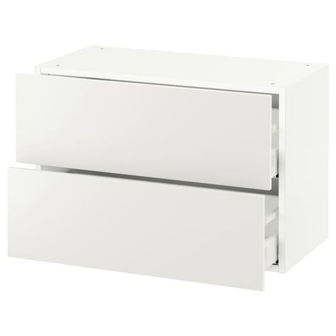 SEKTION Wall cabinet with 2 drawers - white Maximera, Häggeby white - IKEA Ikea Eket, Sektion Kitchen, Drawer Rails, Kitchen System, Plastic Foil, Painted Drawers, Plastic Edging, Ikea Home, Kitchen Installation