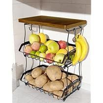 Organizer Baskets, Basket For Kitchen, Tiered Fruit Basket, Kitchen Countertop Organization, Basket Stand, Onion Bread, Pantry Shelves, Shelves Kitchen, Fruit Stand