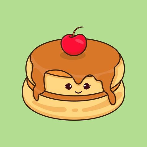 Pancake Drawing Easy, Pancake Doodle, Pancake Wallpaper, Pancake Cartoon, Pancake Tattoo, Pancakes Drawing, Pancake Logo, Food Cartoon Illustration, Pancakes Illustration