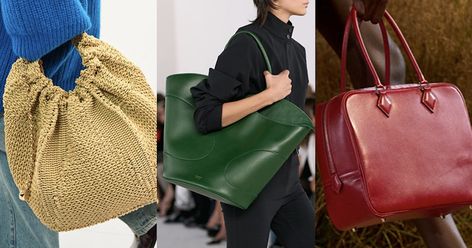 Oversized carryalls and practical bucket bags are making a major comeback. Spring Bags 2024, Fashion Bags 2024 Trend, Trend Bag 2024, Purse Trends 2024, 2024 Bag Trends, Bag Trends 2024, Bucket Bags Outfit, 2024 Bags, Tiny Purses